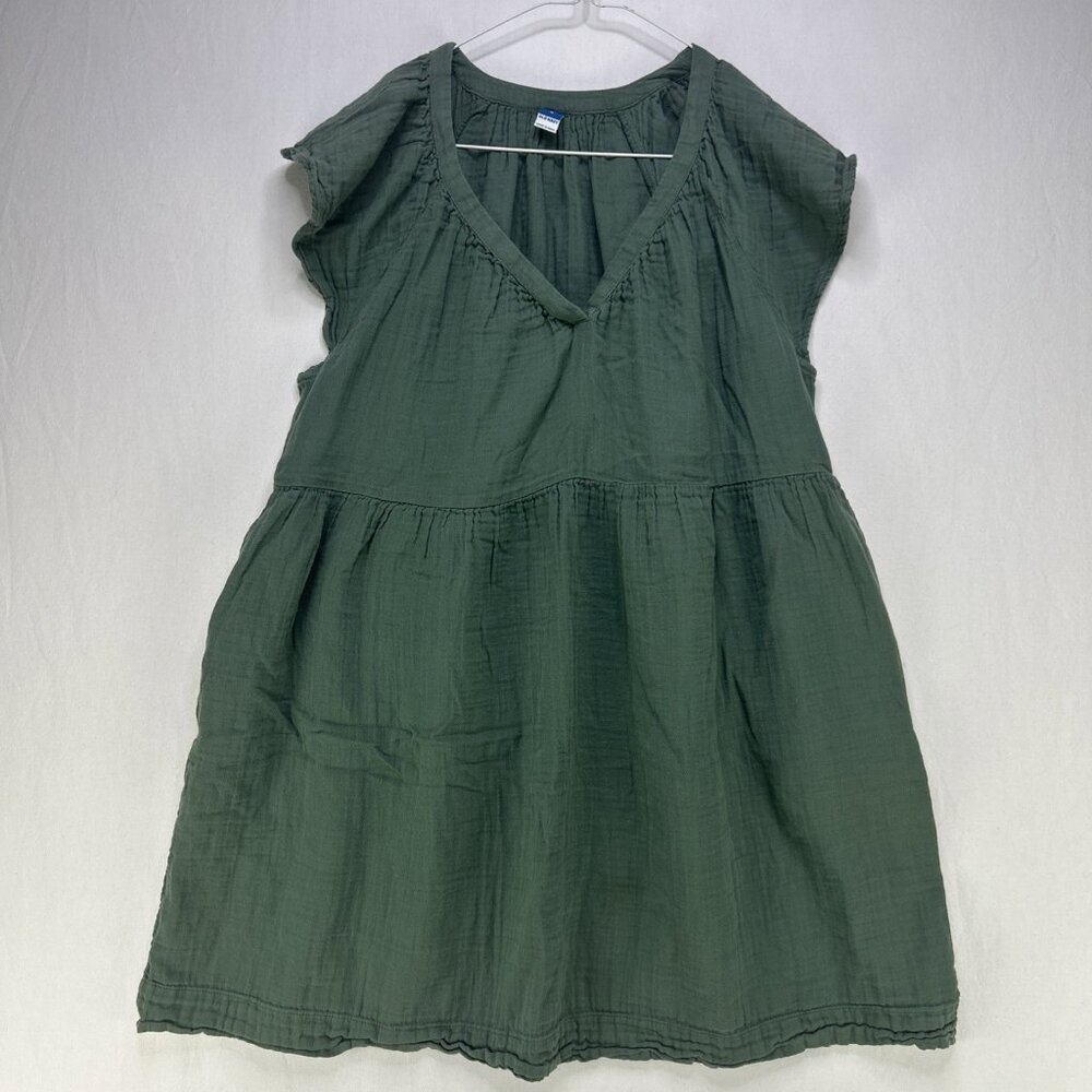OLD NAVY Flutter-Sleeve V-Neck Mini Swing Dress Forest Green Women’s Sz Large